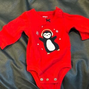 Carter's Bright Red Penguin Bodysuit